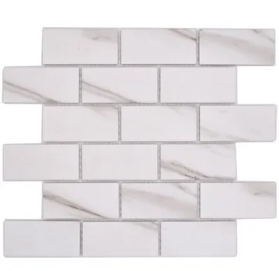 Produktbild von Keramikmosaik weiß matt Steinoptik Mosaikfliese Küchenwand Fliesenspiegel Bad Duschwand MOS26M-1112_f
