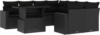 Produktbild von vidaXL 9-tlg. Garten-Sofagarnitur mit Kissen Schwarz Poly Rattan