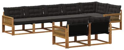 Produktbild von vidaXL Outdoor-Sofagarnitur mit Kissen 8 pcs Natürlich und Schwarz