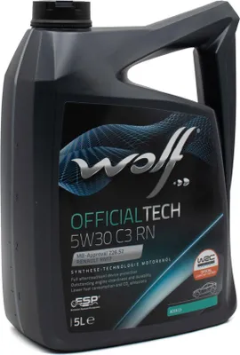 Produktbild von WOLF Officialtech C3 RN für 5W-30 5 Liter Motoröl Motorenöl Vollsynthetisch 226.52 RN17 Öl