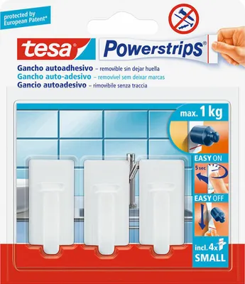 Produktbild von Tesa 57530 Klebeaufhänger Max 1kg 3 Einheiten Weiß Weiß One Size