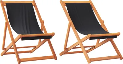 Produktbild von vidaXL Klappstühle, 2 Stück, schwarzer Stoff