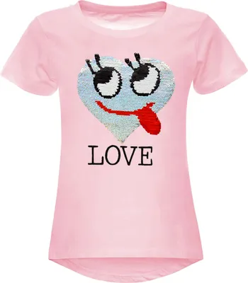 Produktbild von BEZLIT Mädchen Wende Pailletten T-Shirt mit Herz-Motiv Lachs 98