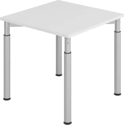 Produktbild von bümö Schreibtisch Serie-Y - Gestell: Silber, Größe:  80 x 80 cm, Nachbildung: Grau
