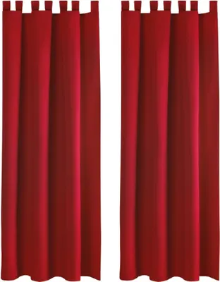 Zdjęcie produktu dla 2x zasłony Pętle Ellen z wiązaniami i haczykami (czerwone), rozmiar: 140x145cm