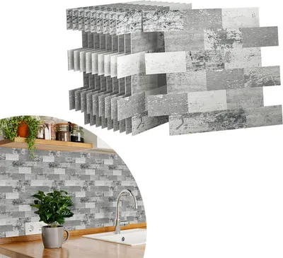 Image de NAIZY autocollant de carrelage Cuisine Système de nivellement PVC Carrelage mural Film autocollant Film pour carrelage 10 pcs, dŽcor carrelage 34x29cm, pour salle de bain, lavabo, dŽcor cheminée (type J)
