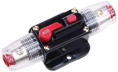 Image de Fusible en ligne pour autoradio 12 V 50 A - Réarmement manuel - Fusible pour chaîne stéréo - Avec bloc en plastique
