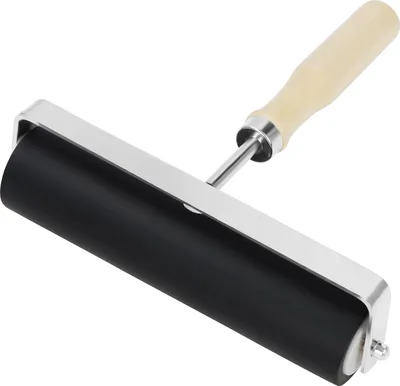 Produktbild von Kurtzy Brayer Roller für Linoldruck Farbe Linoldruck Walze für Druckgrafik - 15cm - Schwarze Hartgummi Roller Walze mit Holzgriff für Linoldruck,
