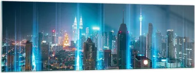 Produktbild von Bilder auf glas - Stadt Nacht Straße - 160x50cm - Glasbilder - Wandbilder - Kunstdruck - zum Aufhängen bereit - Wanddekoration aus Glas - Glas Bilder - Wandbild auf Glas - Einteilig - GAB160x50-3903