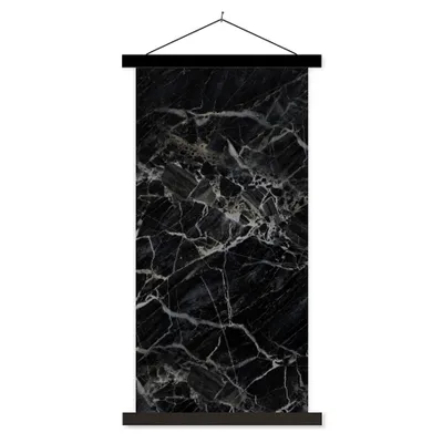 Produktbild von MuchoWow® Textilposter Marmor - Schwarz - Weiß 60x120 cm mit schwarzem Rahmen - Magnete