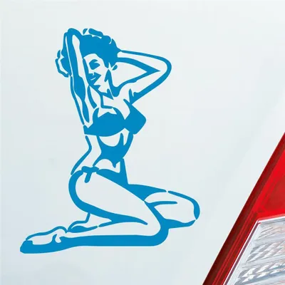 Produktbild von Auto Aufkleber Pin up Girl Sexy Girl Tuning Vintage Retro 12x10 cm Hellblau Sticker Heckscheibenaufkleber