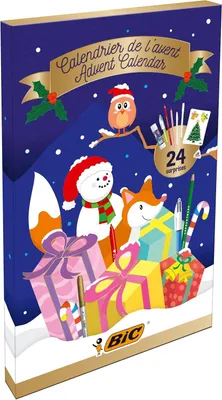 Productafbeelding van Adventskalender - 24-Delig - Magische Viltstiften - Kleurpotloden - Tube Lijm - Potlood - Gum - Balpennen