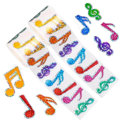 Musiknoten-Sticker, 1000 Stück, bunt, glitzernd, wasserfest
