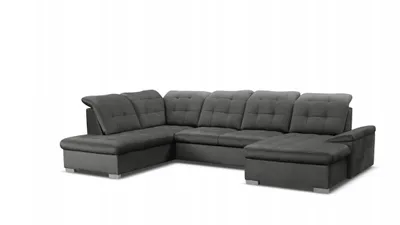 Produktbild von DOMO-HOME Ecksofa mit Schlaffunktion NICOLE – Modernes Ecksofa 345x230cm | Regulierbaren Kopfstützen | Boxspring-Funktion und Stauraum | Ideal für Wohnzimmer | Farbe schwarz | Rechts