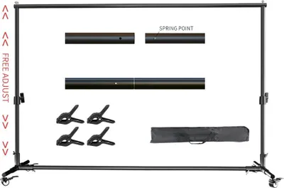 Zdjęcie produktu dla System nośny tła do studia fotograficznego, regulowana wysokość, kółka jezdne, 2x3M