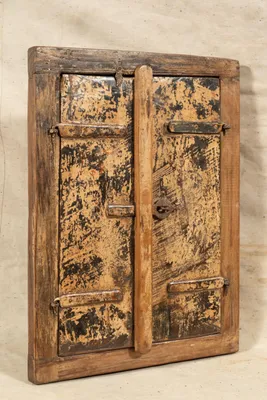 Innentürfenster aus Teakholz, 44,5x7,5x58,5 cm