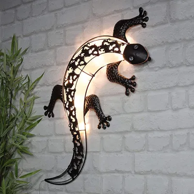 Produktbild von LED Solar Wandleuchte Deko Solarleuchte Lampe Gartendeko Leuchte Gecko