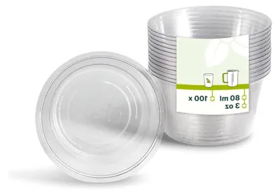 Produktbild von PLA Portionsbecher 80 ml, Ø 70 mm, transparent, 100 Stück