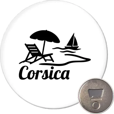 Produktbild von Huuraa Magnet Corsica Frankreich 59mm Kühlschrankmagnet rund Flaschenöffner Geschenkidee