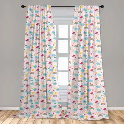 Immagine prodotto di Abakuhaus, tende per finestre, motivo arcobaleno, stelle, set da 2 pannelli, 150 x 245 cm