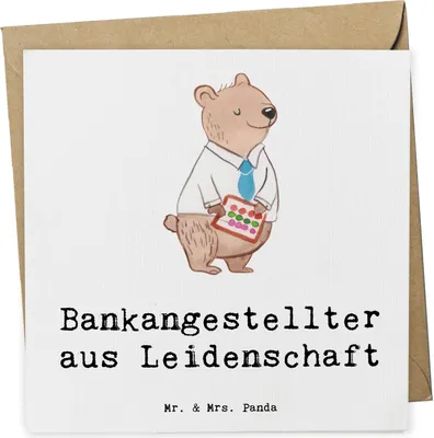 Produktbild von Mr. & Mrs. Panda Grußkarte Bankangestellter Leidenschaft - Weiß - Geschenk, Bänker, faltkarte, Lustig, anlasskarte, Klappkarte, Witzig, doppelkarte, Beruf, Spruch