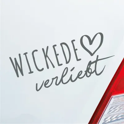 Produktbild von Auto Aufkleber Hellweg Druckerei Wickede verliebt Herz Gemeinde Liebe Car 19x19 cm Grau Sticker Heckscheibenaufkleber
