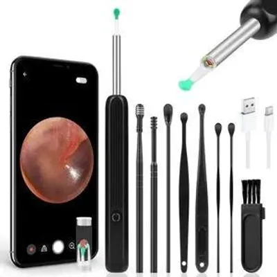 Produktbild von Drahtloses Ohr Endoskop mit 1296p HD Kamera, Ohrreiniger mit 360° Weitwinkel, IPX5 Wasserdicht, Ohrkamera für iOS & Android Smartphones, Schwarz