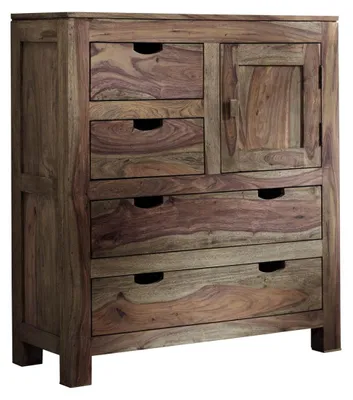 Immagine prodotto di MASSIVMOEBEL24 | NATURE GREY #87 Credenza in legno di sheesham - oliato / grigio 88x38x100