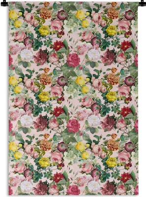 Produktbild von MuchoWow® Wandteppich Wandbehang Rosen - Blumen - Collage - Gelb 60x90 cm Tapisserie Dekoration Wandtuch - Foto-Teppich - Abwaschbar