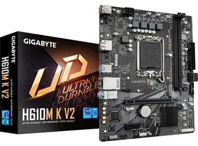 Zdjęcie produktu dla GIGABYTE H610M K V2, Intel, LGA 1700, Intel® Celeron®, Intel Core i3 12th Gen, Intel Core i3 13th Gen, Intel Core i3 14th Gen, Intel..., LGA 1700, DDR5-SDRAM, 128 GB