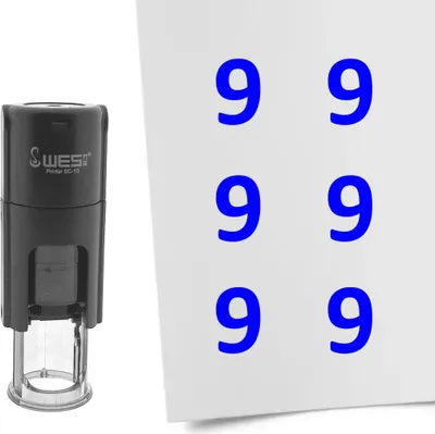 Obrázok produktu pre CombiCraft Stamp Number 9 10mm okrúhly modrý atrament - za 1 kus