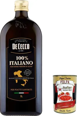 Produktbild von 6x De Cecco 100% Italiano olio Extra vergine di oliva, 100 % italienisches Olivenöl extra vergine Natives Olivenöl 750 ml nativ + Italian Gourmet polpa 400g
