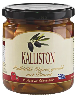 Produktbild von Kalliston Grüne Oliven Halkidiki mit Piment 220 g – Aromatisch & handverlesen