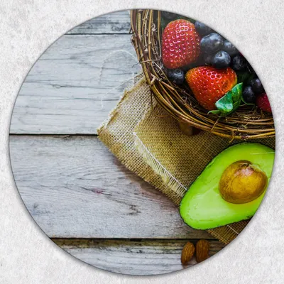 Produktbild von Glas-Herdabdeckplatten Glaskeramikkochfeld-Abdeckung Spritzschutz Glas Runden Schneidebrett fi40 cm - Obst Holz