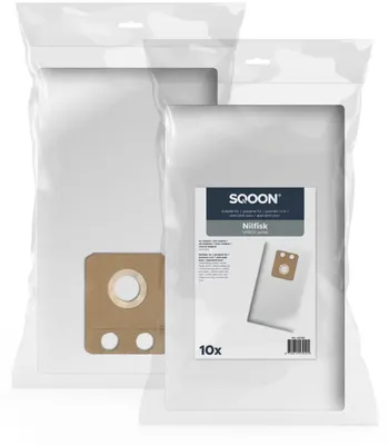 Produktbild von SQOON Staubsaugerbeutel 10 Stück Geeignet für Nilfisk VP600, Ersatz für Modell 107413076, Hochwertige Filterbeutel, Langlebig & Passgenau,Industrielle