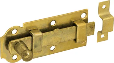 Produktbild von Türriegel mit Schlaufe und Knopfgriff 160x55x2,0mm gelb verzinkt