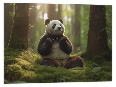 Productafbeelding van Vlag - Panda - Dier - Bos - 80x60 cm Foto op Polyester Vlag