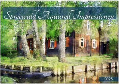 Produktbild von Spreewald Aquarell Impressionen (Wandkalender 2025 DIN A2 quer), CALVENDO Monatskalender