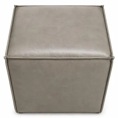 Produktbild von Casa Padrino Luxus Leder Hocker Grau H. 48 cm - Luxus Echtleder Möbel