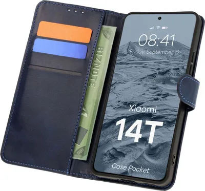 Produktbild von Bizon Case Pocket Flip-Case für Xiaomi 14T, Marineblau