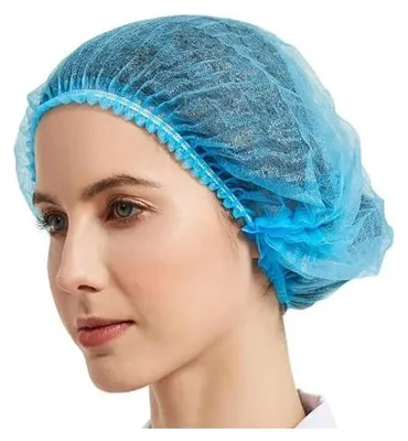 Produktbild von 100 Stück Haarnetz, OP Haube aus Einwegstoff Blau, Einweg Haarnetze für die Küche oder Zahnarzt, Hygienezubehör für die Medizin, OP Kopfhauben, Haarnetz Einweg für Männer/Frauen, Hair Cover