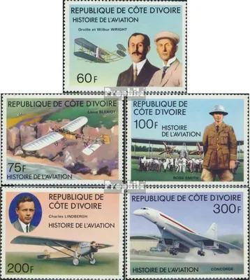 Produktbild von Briefmarken Elfenbeinküste 1977 Mi 511-515 (kompl.Ausg.) postfrisch Geschichte der Luftfahrt
