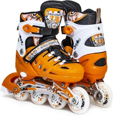 Produktbild von Verstellbare rosa Inline-Skates mit leuchtenden Rollen