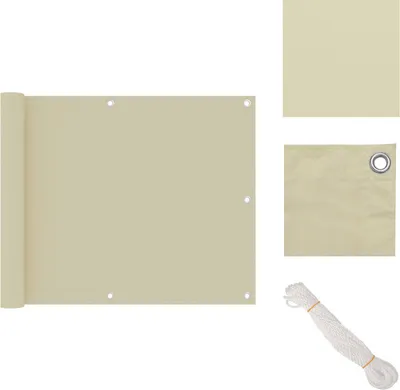 Zdjęcie produktu dla vidaXL Parawan balkonowy kremowy 75x500 cm tkanina Oxford - Parasole i osłony przeciwsłoneczne