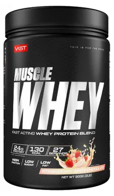 Produktbild von VAST Muscle Whey (900g) Strawberry White Chocolate - Eiweiße - Molkenprotein-Mischung