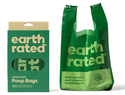 Productafbeelding van Earth Rated hondenpoepzakjes, met handgrepen, gemakkelijk te knopen en gegarandeerd biologisch afbreekbaar