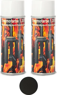 Produktbild von Ofenfarbe 1200 °C Spezial Ofenlack Thermofarbe Schwarz Metallic 2 x Spraydose