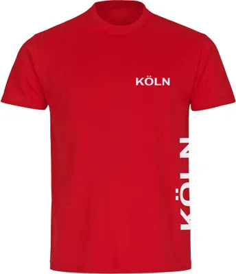 Produktbild von multifanshop Herren T-Shirt - Köln - Brust & Seite, rot, Größe XL
