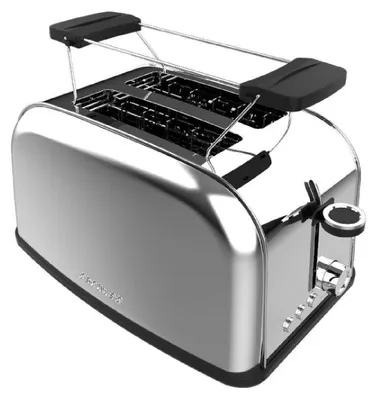 Produktbild von Cecotec Vertikaler Toaster Toastin' Time 850 Inox Essential. 850 W, doppelte lange und breite Schlitze (3,8 cm), obere Röstaufsätze