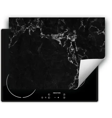 Produktbild von DarHaus Herdabdeckplatte 70x52 cm Anti Rutsch Matte Aufrollbar, Marmor - schwarz